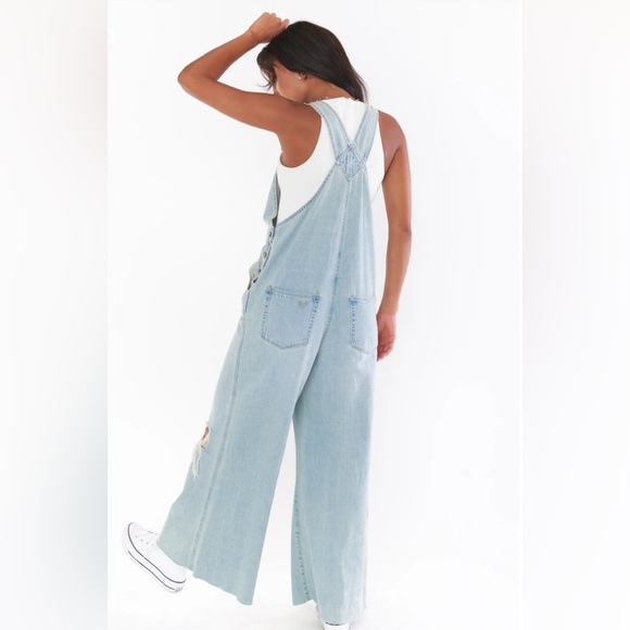 SHOW ME YOUR MUMU TRENTON OVERSIZED OVERALLS FADED INDIGO XS S M XL - Picture 3 of 3